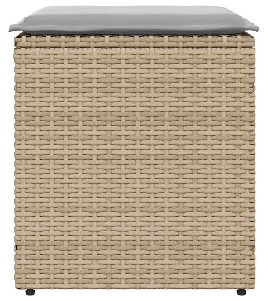 2 db bézs polyrattan kerti szék párnával 40x40x43 cm