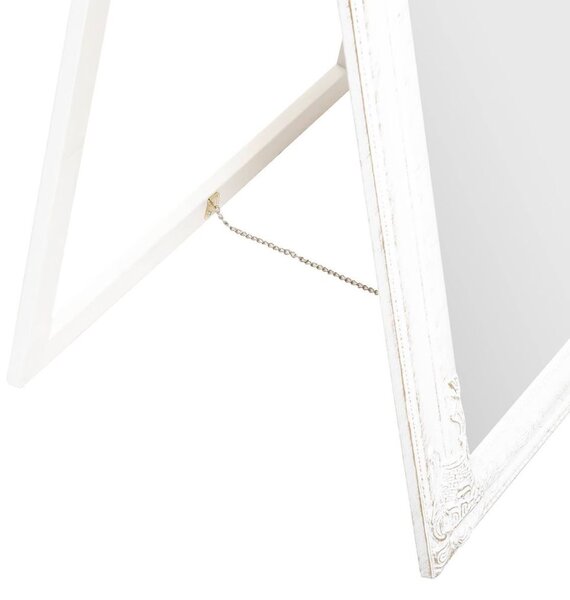 Állótükör faragott fa kerettel, fehér, 172 x 62 cm - LIBERTÉ