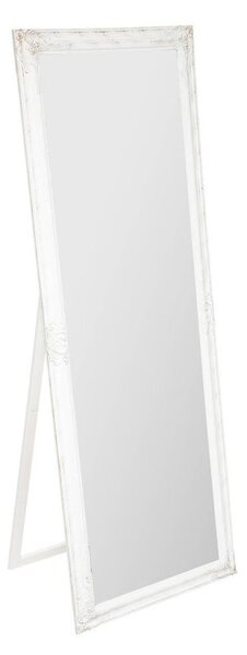 Állótükör faragott fa kerettel, fehér, 172 x 62 cm - LIBERTÉ