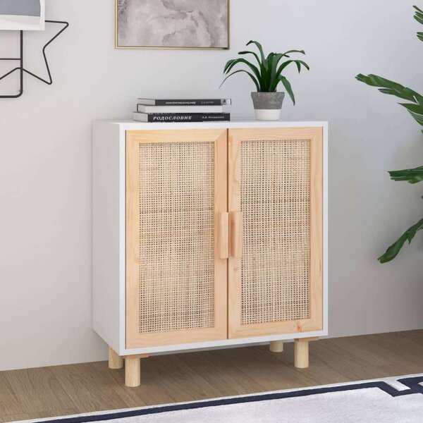 VidaXL Tálalószekrény - Fehér Rattan - 60x30x70 cm