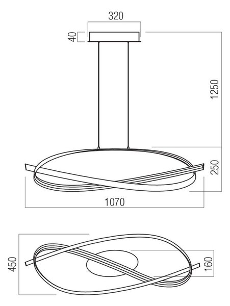 IMPULS LED design csillár, mat fekete, 38W