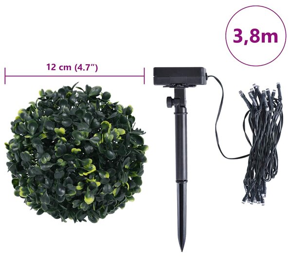 4 db zöld mesterséges boxwood gömbök LED fényekkel 12 cm
