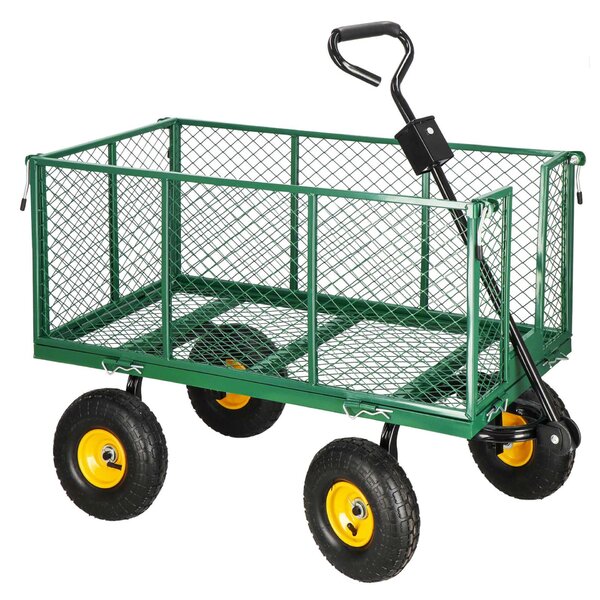 Springos összecsukható kerti Kézikocsi, 400kg teherbírás - Zöld