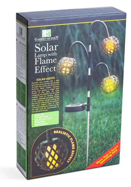 Leszúrható szolár lámpa - lánghatással - 5 gömb - 7 cm - 30 LED