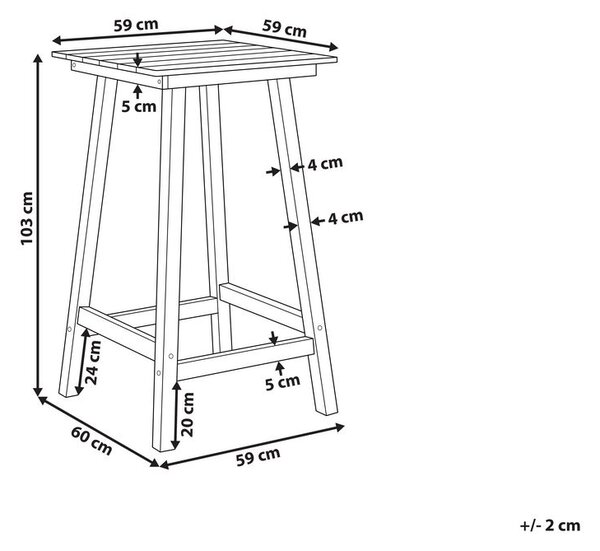 Kerti bárasztal ADIRONDACK 60 cm 59 cm Szintetikus anyag Piros