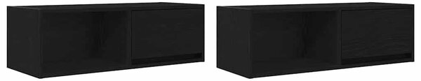 2 db fekete tölgy színű szerelt fa TV-szekrény 80x31x25,5 cm