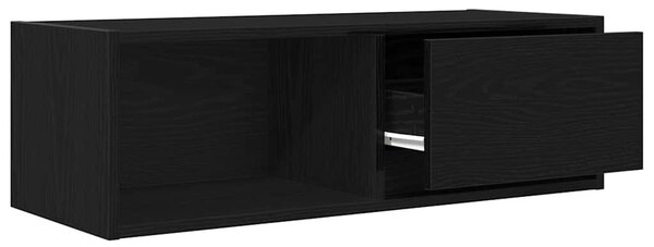 2 db fekete tölgy színű szerelt fa TV-szekrény 80x31x25,5 cm