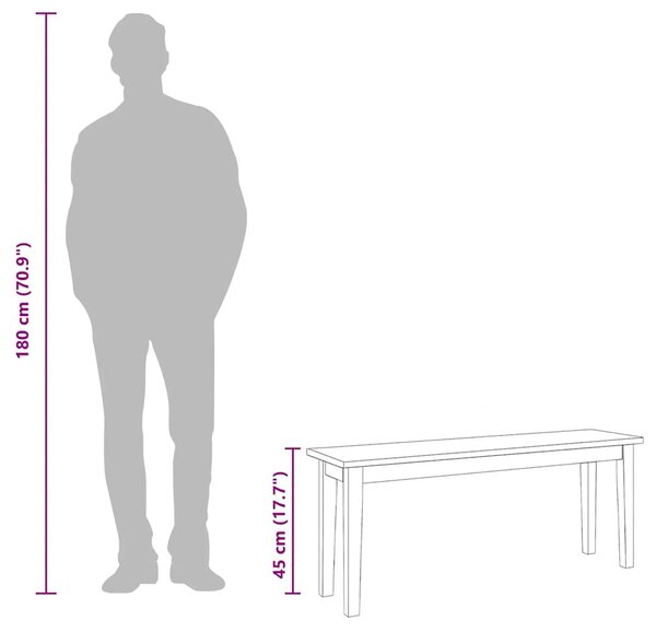 VidaXL tömörfa gumiból pad 110 cm