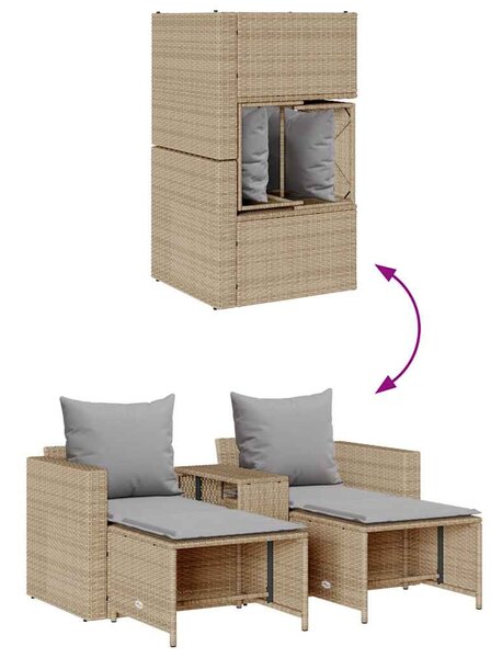 5 részes polyrattan kerti kanapé garnitúra párnákkal stackable