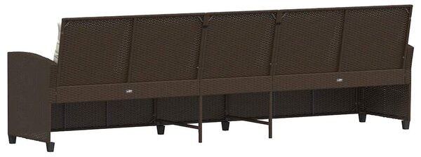 5 személyes barna polyrattan kerti kanapé párnával