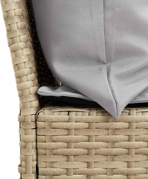 Bézs polyrattan kerti kanapé párnával