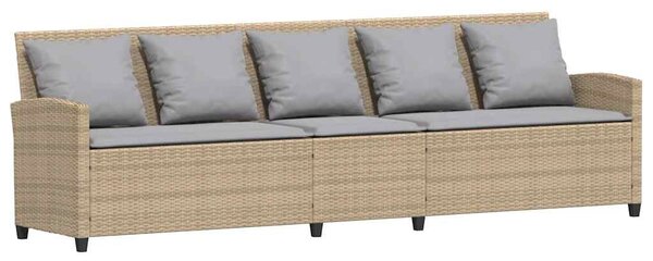 Bézs polyrattan kerti kanapé párnával