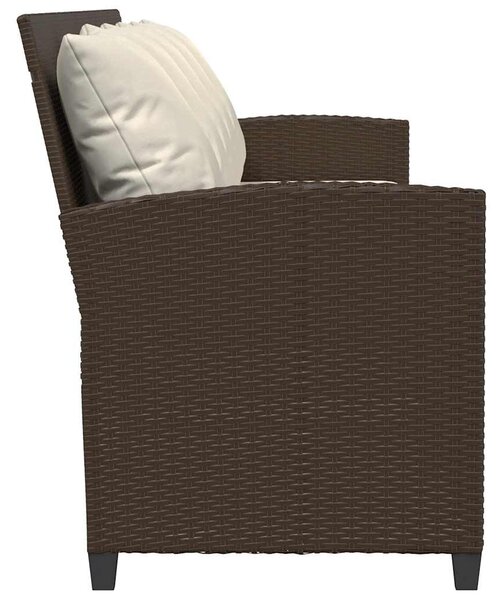 5 személyes barna polyrattan kerti kanapé párnával