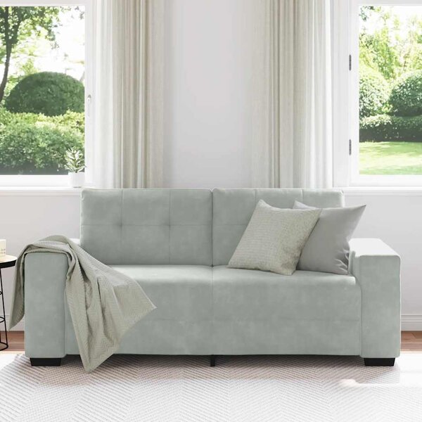 Világosszürke bársony loveseat kanapé 180x77x82 cm