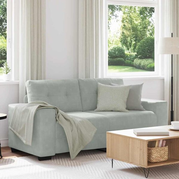 Világosszürke bársony loveseat kanapé 180x77x82 cm