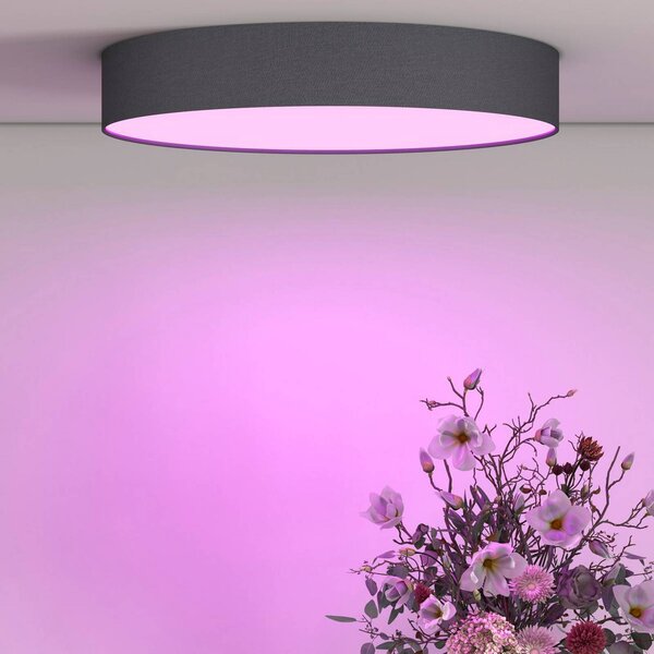 Calex Smart LED mennyezeti világítás Fabric, Ø 40 cm, RGBW, dimmelhető, dimmelhető, Fekete, Nappali / Étkező, Műanyag, Modern