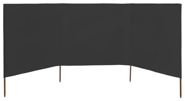 3 paneles antracitszürke szövet szélfogó 400 x 80 cm