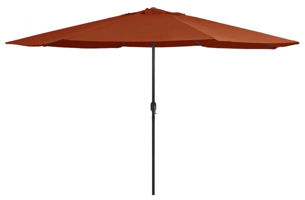 Terrakotta színű kültéri napernyő fémrúddal 390 cm