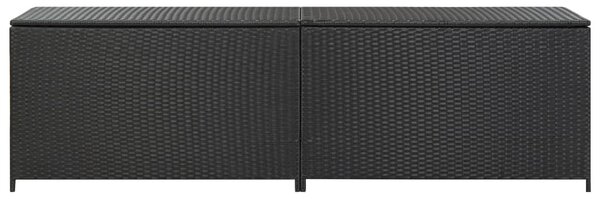 Fekete polyrattan kerti tárolóláda 200 x 50 x 60 cm