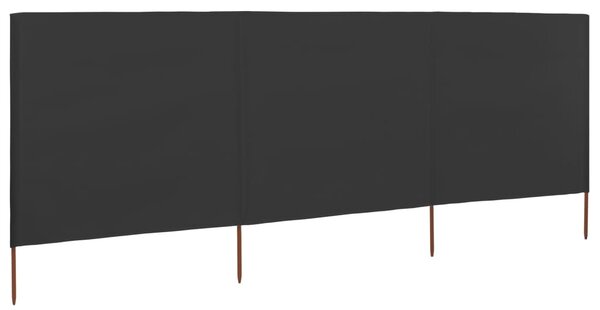 3 paneles antracitszürke szövet szélfogó 400 x 80 cm