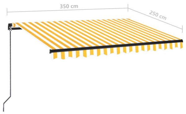 Sárga és fehér kézzel kihúzható napellenző 350 x 250 cm