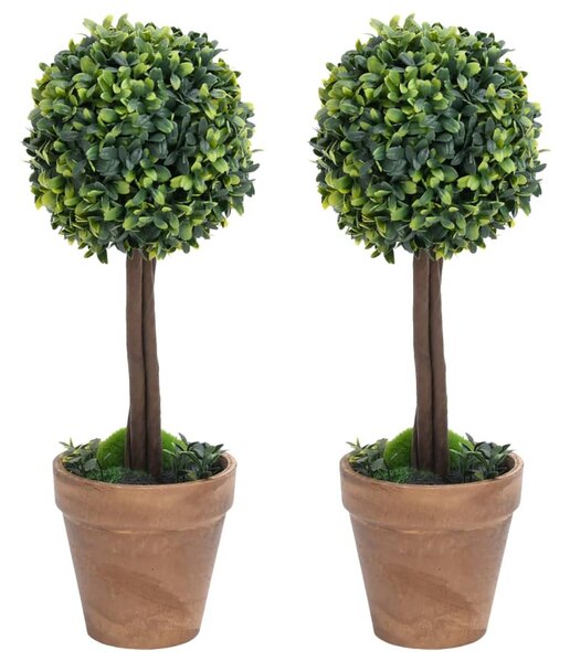 2 db zöld gömbalakú cserepes műpuszpáng 33 cm