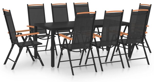 9 részes fekete alumínium kerti étkezőgarnitúra