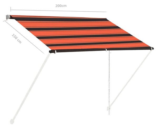 Narancssárga és barna feltekerhető napellenző 200 x 150 cm
