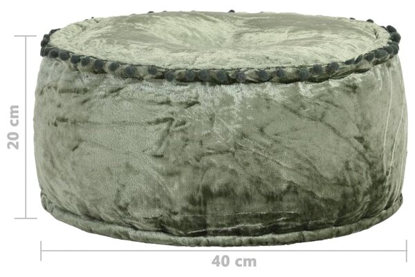 Zöld kerek bársony puff 40 x 20 cm