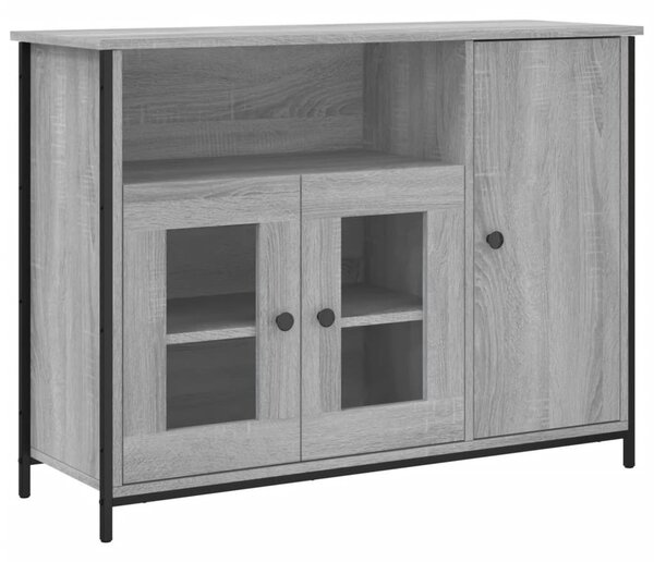 Szürke sonoma színű szerelt fa tálalószekrény 100 x 35 x 75 cm