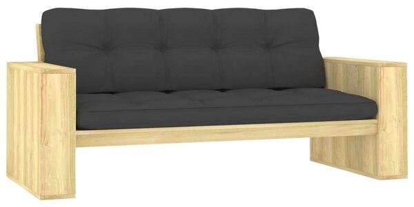 Impregnált fenyőfa kerti pad antracitszürke párnákkal 179 cm