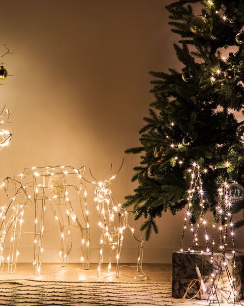 Kétdarabos karácsonyi dekoráció szett LED NEIDEN 52/38 cm Karácsonyfa Ezüst