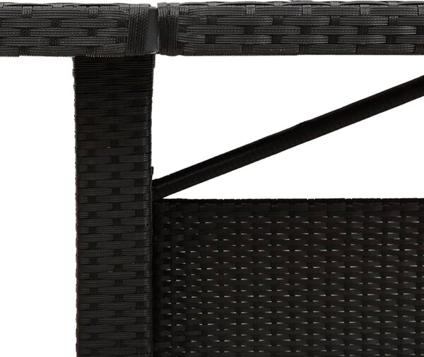 Fekete polyrattan kerti asztal akácfa lappal 240 x 90 x 75 cm