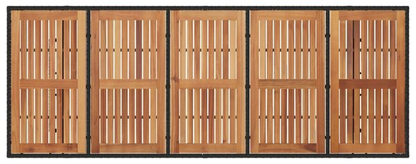 Fekete polyrattan kerti asztal akácfa lappal 240 x 90 x 75 cm