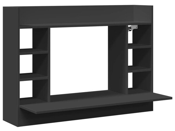 Fekete szerelt fa falra szerelhető íróasztal 105 x 48 x 75 cm