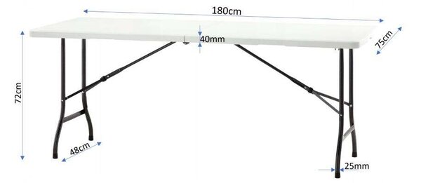 GardenLine összecsukható vendéglátó asztal 180cm - fehér