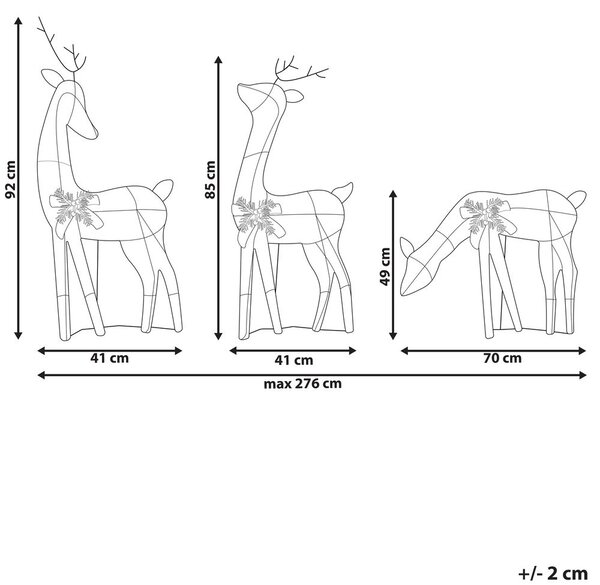 Kültéri dekoráció LED ANGELI 92/85/49 cm Rénszarvas Fehér