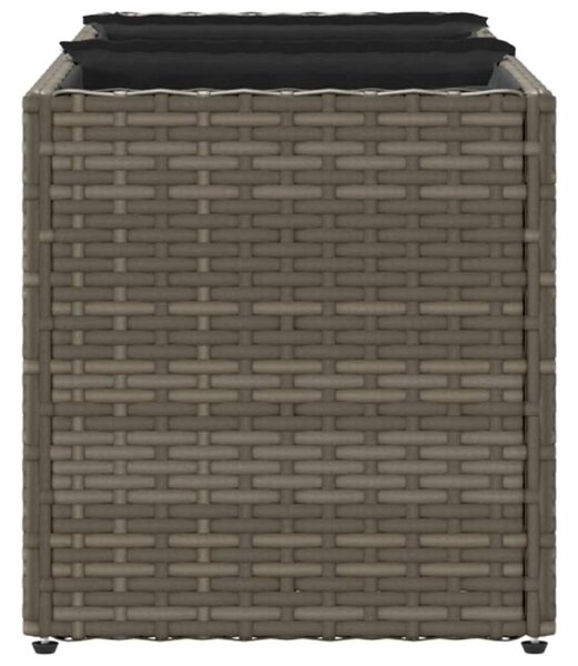 Szürke polyrattan kerti ültetőláda 3 cseréppel 105x30x32 cm
