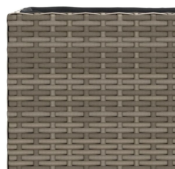 Szürke polyrattan kerti ültetőláda 3 cseréppel 105x30x32 cm