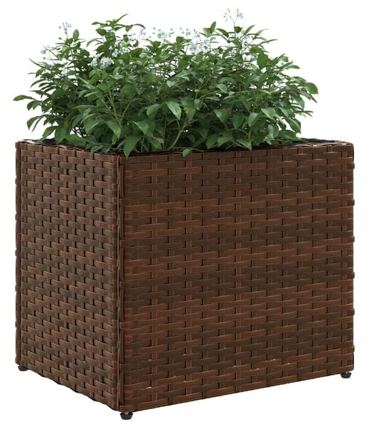 Barna polyrattan kerti ültetőláda 36x30x32 cm