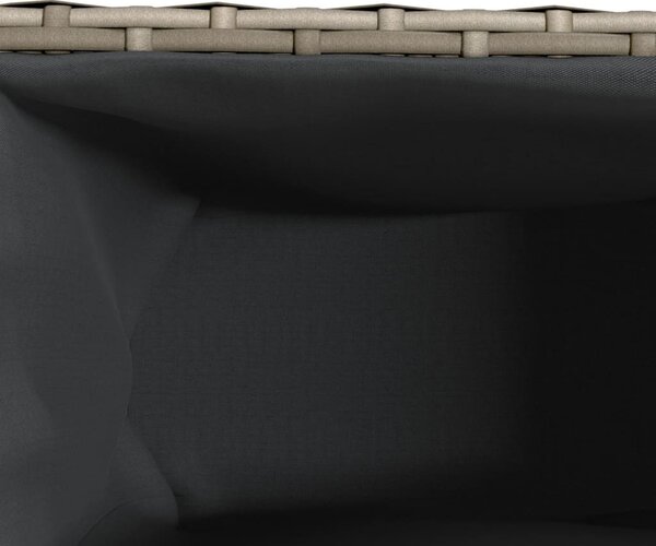 Szürke polyrattan kerti ültetőláda 3 cseréppel 105x30x32 cm