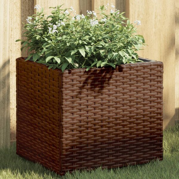 Barna polyrattan kerti ültetőláda 36x30x32 cm