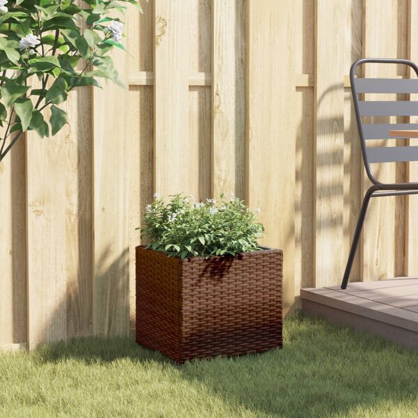 Barna polyrattan kerti ültetőláda 36x30x32 cm