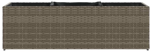 Szürke polyrattan kerti ültetőláda 3 cseréppel 105x30x32 cm