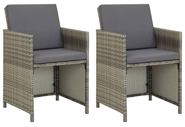 VidaXL 2 db szürke polyrattan kerti szék párnával