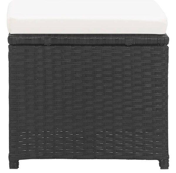 2 db fekete polyrattan kerti ülőke párnával