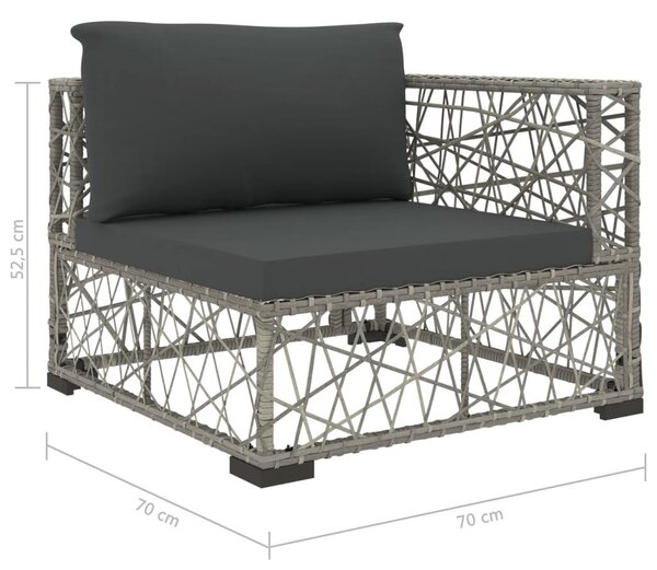 6-részes szürke polyrattan kerti bútorszett párnákkal