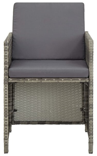 VidaXL 2 db szürke polyrattan kerti szék párnával
