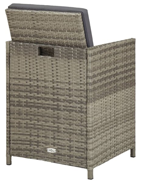 VidaXL 2 db szürke polyrattan kerti szék párnával