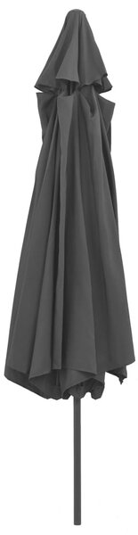 Antracitszürke kültéri napernyő fémrúddal, 390 cm átmérőjű